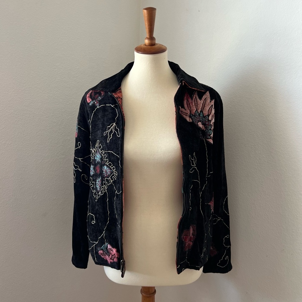 Vintage Black Flashback Couture Collared Reversible Jacket P / XS